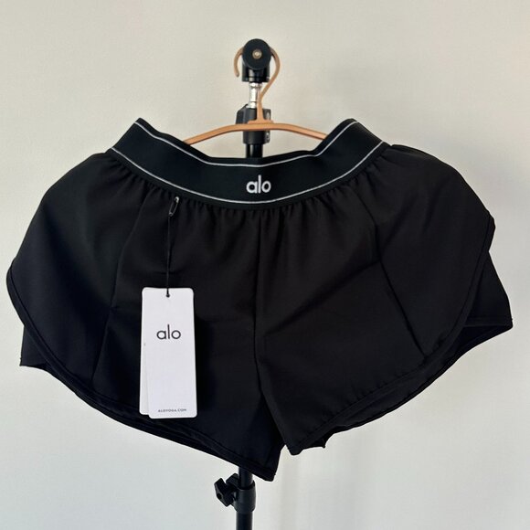 Alo Black Double Layer SportsShorts Women's Size S